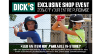 20% off at Dicks Sporting Goods Canton
